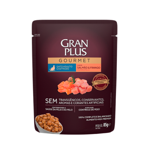 Imagen de Gran Plus Gato Castrado POLLO y SALMON 85gr