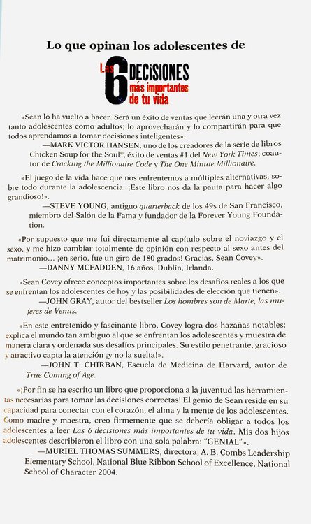 Imagen de Las 6 decisiones más importantes de tu vida. Guía para jóvenes