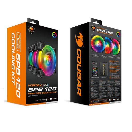 Imagen de FAN KIT X3 COUGAR VORTEX RGB 120MM CF-V12SET-SPBRGB ARGB PWM