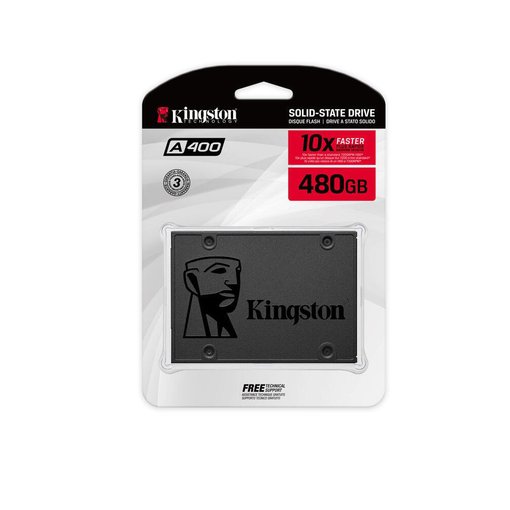 Disco SSD Kingston A400 480GB 2.5 SATA III modelo SA400S37/480G con velocidades de hasta 500 MB/s para notebooks y PC de escritorio