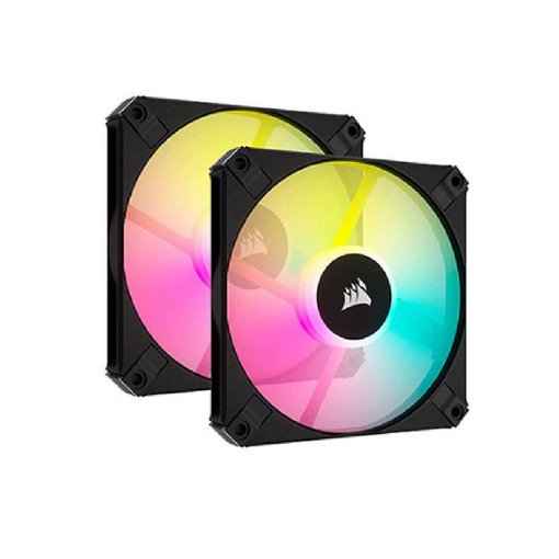 Kit de 2 Fan Cooler Corsair iCUE AF120 RGB Slim de 120 mm color negro con control PWM, perfil delgado, iluminación RGB y alto flujo de aire para gabinetes y radiadores.