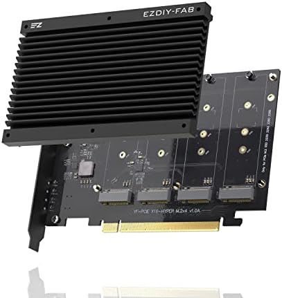 Adaptador EZDIY-FAB Quad M.2 NVMe PCIe 4.0 3.0 X16 con disipador para 4 SSD