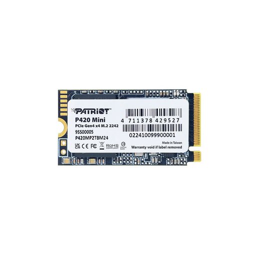 Disco SSD Patriot P420 Mini de 480GB en formato M.2 2242 con interfaz PCIe Gen4 x4 NVMe.