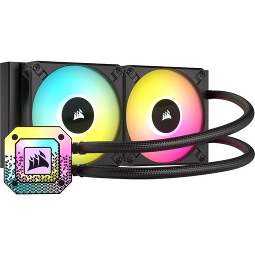 Water Cooler Corsair iCUE H100i ELITE CAPELLIX XT de 240 mm con radiador de alto rendimiento, bomba RGB CAPELLIX, ventiladores PWM y compatibilidad con procesadores Intel y AMD.
