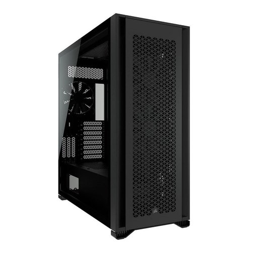 Gabinete Corsair 7000D AIRFLOW color negro tipo Full Tower con panel frontal de alto flujo de aire, amplio espacio para componentes de alto rendimiento y soporte para refrigeración líquida.