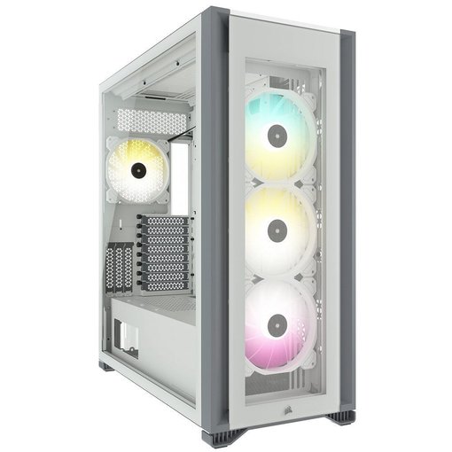 Gabinete Corsair iCUE 7000X RGB color negro tipo Full Tower con paneles de vidrio templado, iluminación RGB inteligente, amplio espacio para componentes de alto rendimiento y refrigeración líquida.