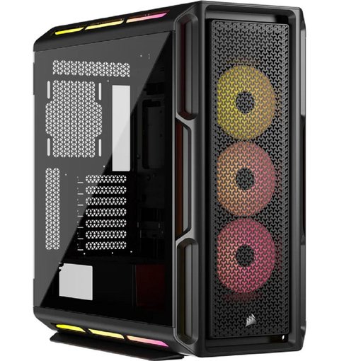 Gabinete Corsair iCUE LINK 5000T LX RGB color negro para placas ATX, con iluminación RGB inteligente, excelente flujo de aire, paneles de vidrio templado y amplio soporte para refrigeración líquida.