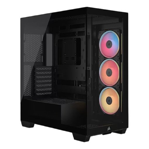 Gabinete Corsair 3500X LX-R RGB iCUE LINK color negro para placas ATX, con paneles de vidrio templado, iluminación RGB, sistema iCUE LINK y amplio soporte para refrigeración líquida y componentes de alto rendimiento.