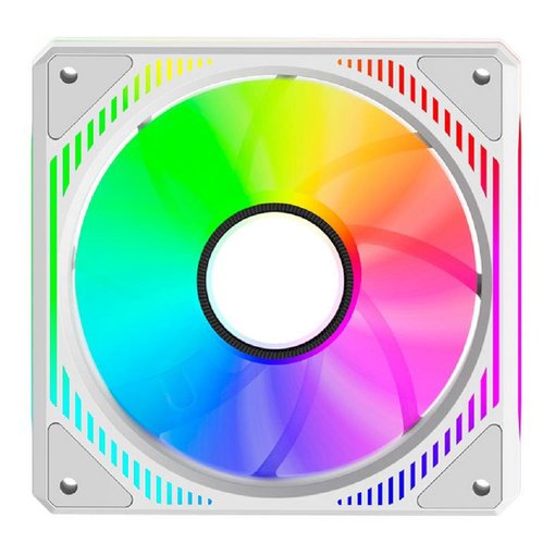 Cooler fan Alseye Mirror ARGB White 120 mm PWM para gabinete PC gamer con efecto espejo infinito e iluminación ARGB.