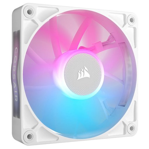 Fan Cooler Corsair iCUE LINK RX120 RGB de 120 mm color blanco con control PWM, iluminación RGB direccionable y sistema iCUE LINK para gabinetes y radiadores de alto rendimiento.