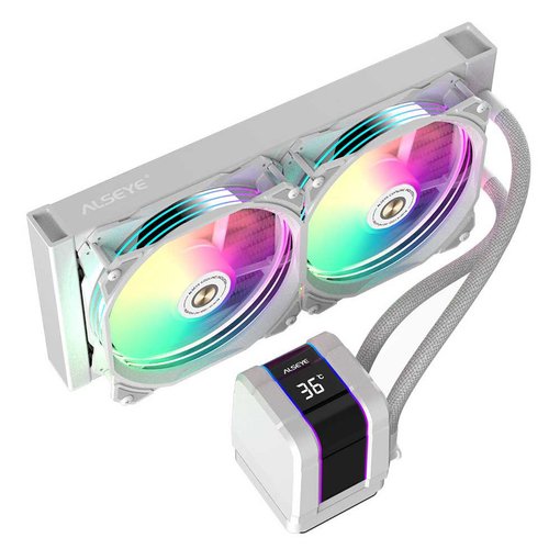 Water Cooler Alseye MAX M240 Plus RGB White de 240mm con refrigeración líquida AIO.