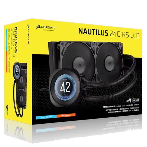 Alt (atributo de imagen):   Sistema de refrigeración líquida Corsair Nautilus 240 RS con pantalla LCD, modelo CW-9061031-WW, enfriador de CPU de alto rendimiento
