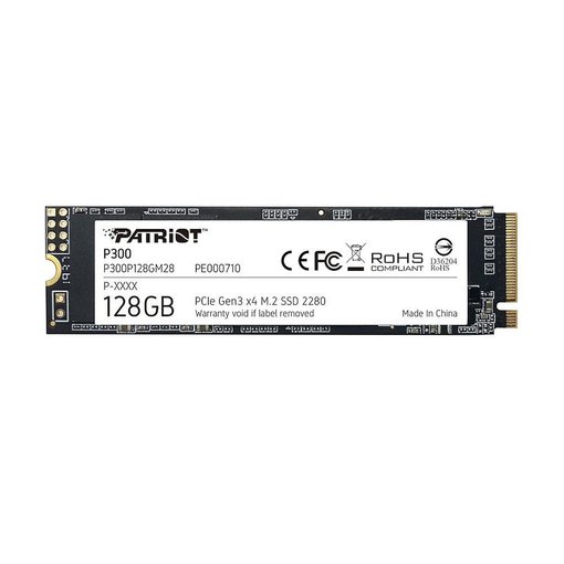 Disco SSD M.2 Patriot P300 128GB PCIe 3.0 NVMe P300P128GM28 con memoria 3D TLC NAND y velocidad de hasta 1600 MB/s