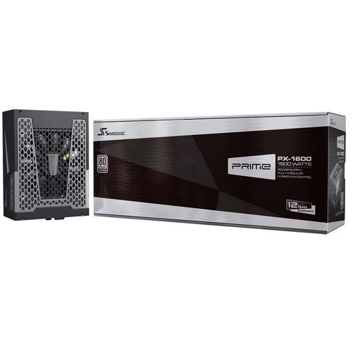Fuente de alimentación Seasonic PRIME PX-1600 SSR-1600PD de 1600W con certificación 80 Plus Platinum, estándar ATX 3.1 y diseño para computadoras de máximo rendimiento.