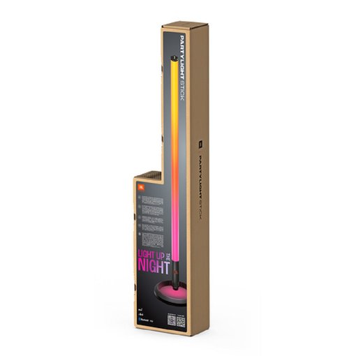 Parlante JBL PartyLight Stick color negro con iluminación LED y conectividad Bluetooth.