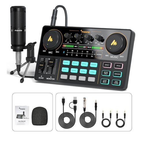 Consola de audio Maono MaonoCaster Lite AU-AM200 para podcast y streaming