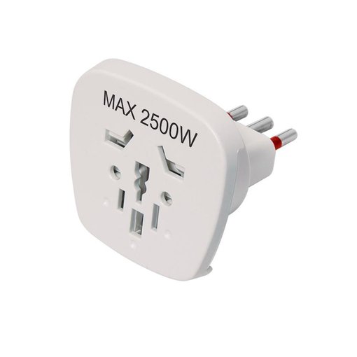Adaptador universal de corriente blanco 3 patas a toma universal 2500W