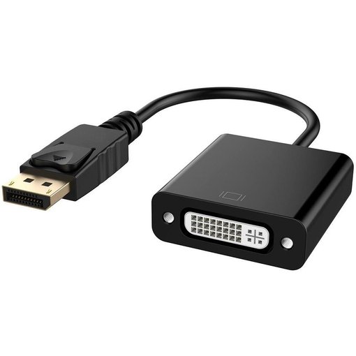 Adaptador de video DisplayPort macho a DVI hembra, color negro, compacto y flexible