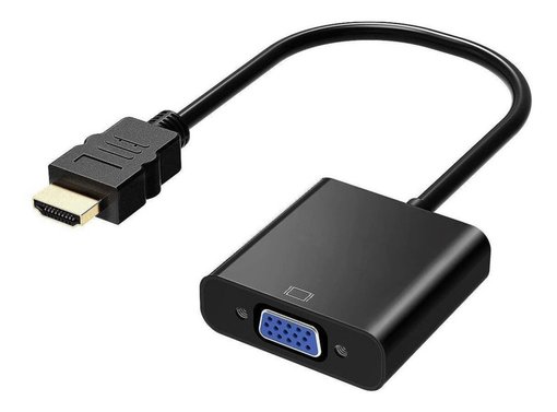 Adaptador de video HDMI macho a VGA hembra, color negro, compacto y portátil