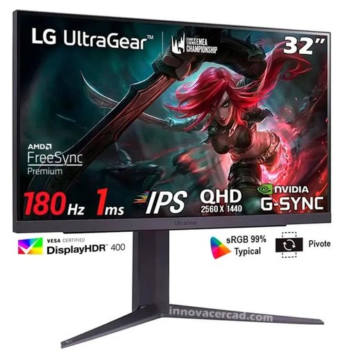 Monitor LG 32 pulgadas 32GS75Q QHD IPS 180Hz HDR10 AMD FreeSync