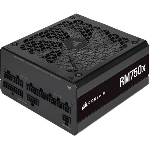 Fuente de alimentación Corsair RM750x-DS de 750W con certificación 80 Plus Gold, diseño totalmente modular y formato ATX para PC.