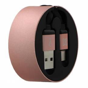 Cable USB‑C retráctil Klip Xtreme rosa de 1 metro