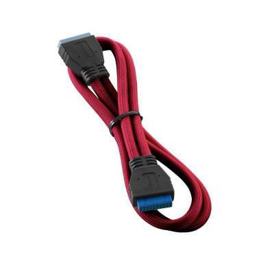 Cable de extensión interna USB 3.0 CableMod ModMesh rojo de 50 cm, diseño premium y rígido para placas madre y gabinetes personalizados