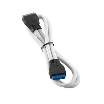 Cable de extensión interna USB 3.0 CableMod ModMesh blanco de 50 cm, diseño premium y rígido para placas madre y gabinetes personalizados