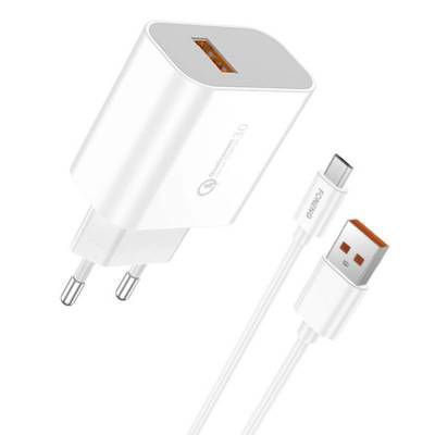 Cargador Foneng EU46 con cable Micro USB carga rápida 18W blanco
