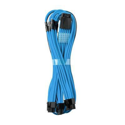 Cable de extensión PCIe 12VHPWR CableMod Pro ModMesh RTS de 60 cm en color Light Blue, diseño premium con salida en ángulo recto para tarjetas gráficas RTX