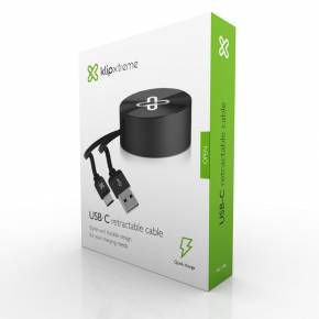 Cable USB-C retráctil KLIP XTREME KAC-110BK negro