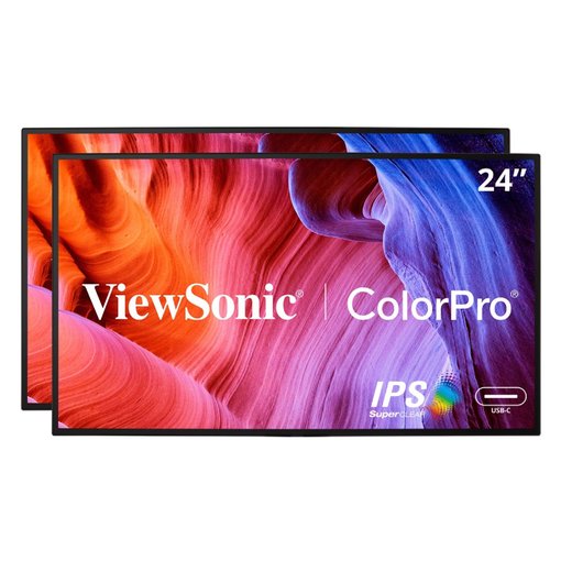 Monitor ViewSonic ColorPro VP2468A_H2 de 24 pulgadas con panel IPS Full HD, cobertura sRGB y configuración dual para uso profesional