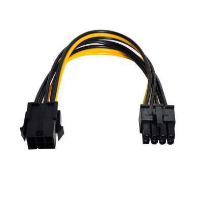 Cable adaptador PCIe 6 pin hembra a 8 pin macho genérico para GPU