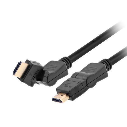 Cable HDMI XTECH XTC-606 de 1.8 metros con conectores HDMI macho giratorios y pivotantes, compatible con 4K Ultra HD, 10.2 Gbps, Smart TV, monitores, proyectores y consolas