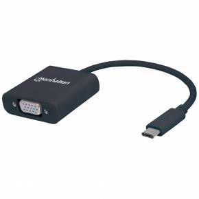 Adaptador USB-C a VGA Manhattan para conectar notebook a monitor o proyector.