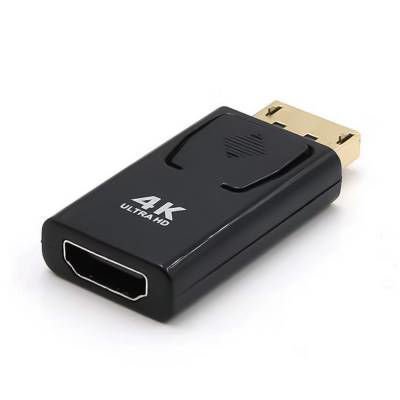 Adaptador de video DisplayPort macho a HDMI hembra, color negro, soporte 4K Ultra HD