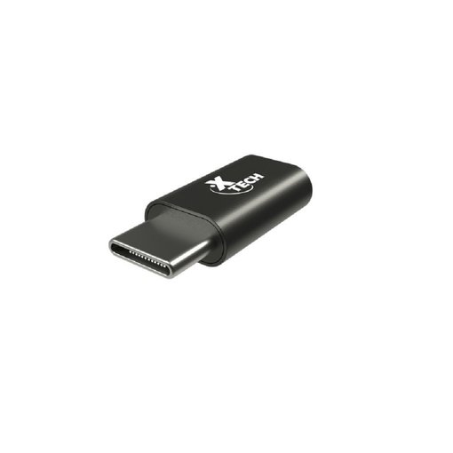 Adaptador XTECH XTC-526 USB Tipo-C macho a Micro USB 2.0 hembra con diseño reversible, velocidad de hasta 480 Mbps y carcasa de aluminio para carga y transferencia de datos