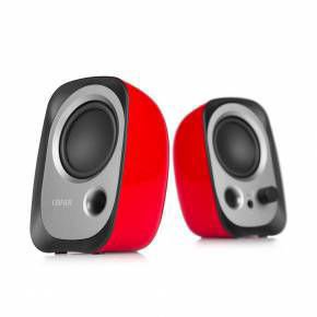 Parlantes Edifier R12U color rojo con conexión USB y diseño compacto para computadora y entretenimiento multimedia