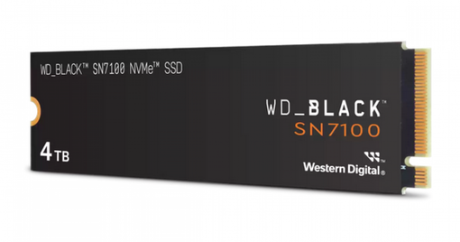 Disco SSD M.2 NVMe Western Digital WD_BLACK SN7100 4TB PCIe 4.0 Gen4 con velocidades de hasta 7250 MB/s, formato M.2 2280 y memoria 3D TLC para gaming y alto rendimiento