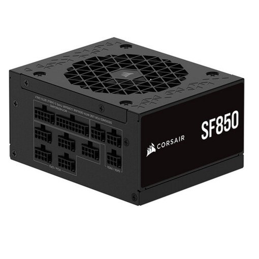 Fuente de alimentación Corsair SF850 Small de 850W con certificación 80 Plus Platinum, formato compacto SFX y diseño modular para PC de alto rendimiento.