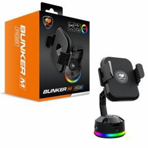 Soporte para celular Cougar Bunker M RGB con carga inalámbrica Qi y hub USB