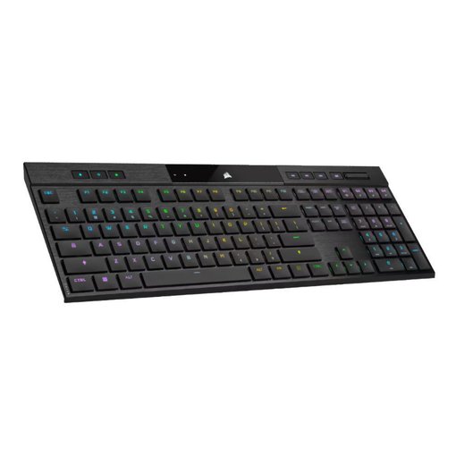 Teclado mecánico Corsair K100 Air, modelo CH-913A01U-NA, ultradelgado con switches ópticos, retroiluminación RGB dinámica y chasis de aluminio premium con conectividad inalámbrica avanzada