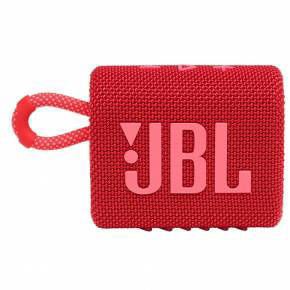 Parlante portátil JBL Go 3 BT Red con sonido JBL potente, conexión Bluetooth, resistencia al agua y al polvo IP67 y diseño compacto para llevar música.