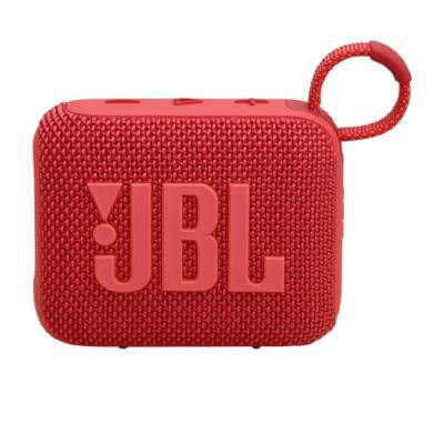 Parlante portátil JBL Go 4 BT Red con sonido JBL potente, conexión Bluetooth, resistencia al agua y al polvo, batería de larga duración y diseño compacto.