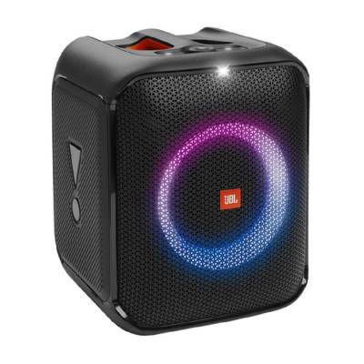 Parlante portátil JBL PartyBox Encore Essential con sonido JBL potente, conexión Bluetooth, efectos de luces dinámicos y batería recargable para fiestas y eventos.