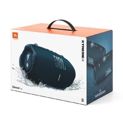 Parlante portátil JBL Xtreme 4 Bluetooth color azul con diseño resistente y sonido potente.