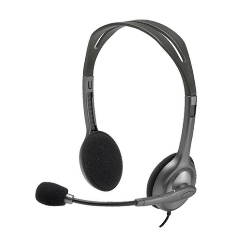 Vincha Logitech H111 con auriculares estéreo y micrófono con conexión 3.5 mm, ideal para videollamadas, clases online, oficina y uso diario.