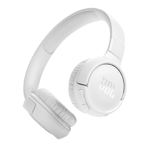 Auriculares JBL Tune 520BT color blanco con conexión Bluetooth, sonido JBL Pure Bass y micrófono integrado.