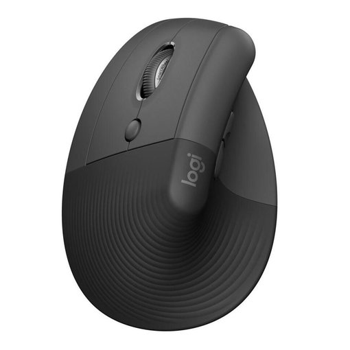 Mouse Logitech Lift Vertical ergonómico para usuarios zurdos, con conexión Bluetooth y receptor USB Logi Bolt, diseño vertical de 57° y sensor de alta precisión para mayor comodidad.