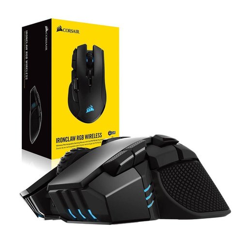 Mouse Corsair IRONCLAW RGB Gaming con conexión USB, sensor óptico de alta precisión, iluminación RGB personalizable, diseño ergonómico y botones programables para gaming competitivo.